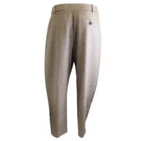 STELLA MCCARTNEY TAN / BLACK CAVALRY T HOUNDSTOOTH WOOL PANTS / TROUSERS - Picture 1 of 4